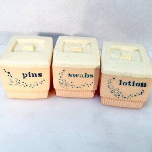 Clarolyte Vintage Bathroom Decor 1960 Lotion Swabs Containers VTG Shabby Chic